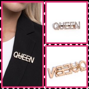 2/$10 Paparazzi Queen Behavior - Gold Brooch